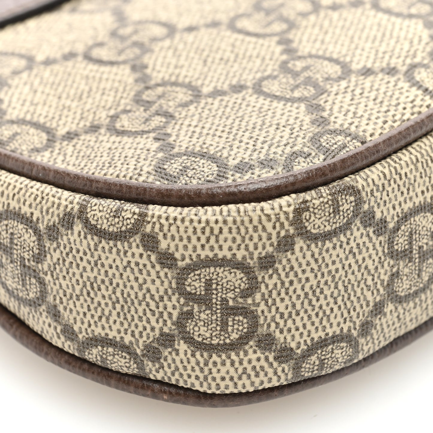 GG Supreme Monogram Textured Dollar Calfskin Mini Ophidia Chain Bag Beige Ebony