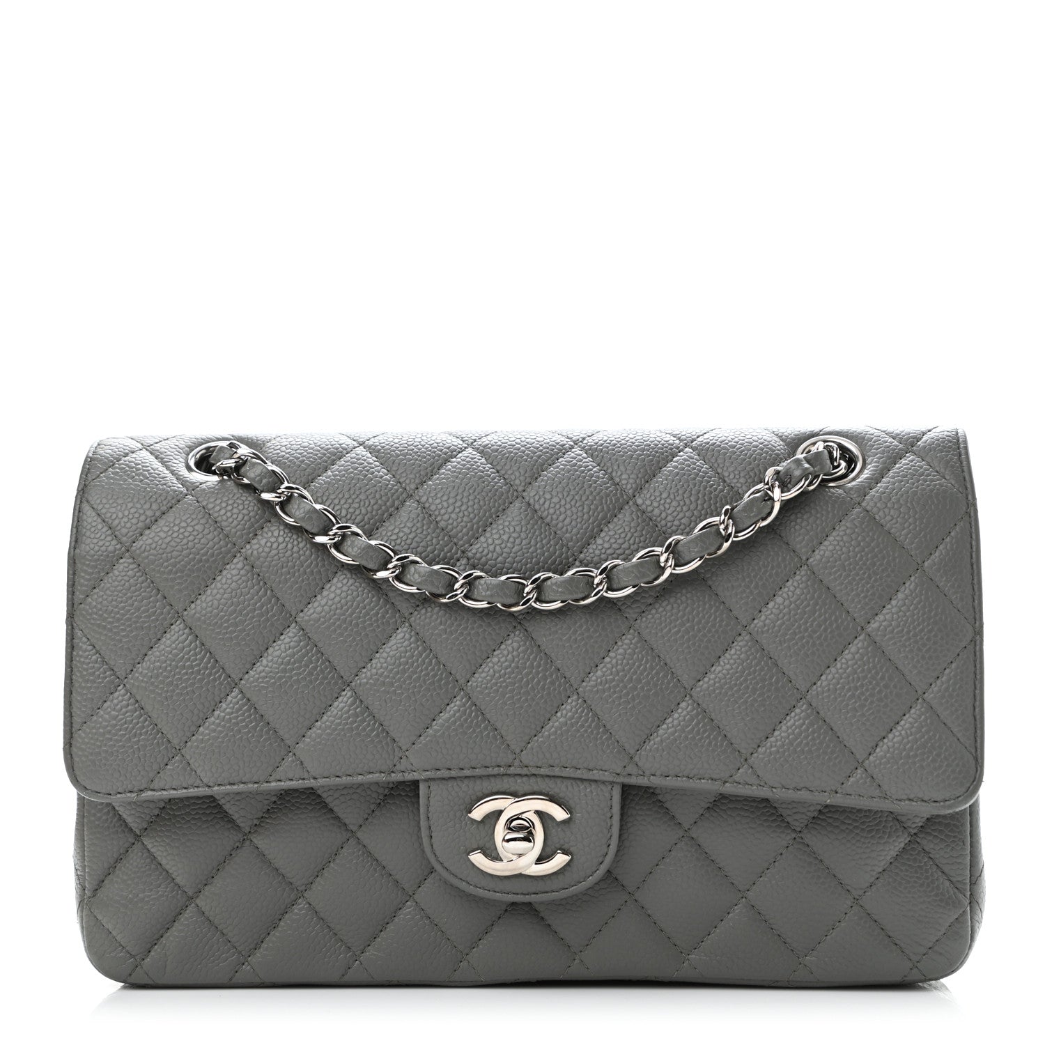 Chanel Caviar Quilted Medium Double Flap Grey 1 of 9
