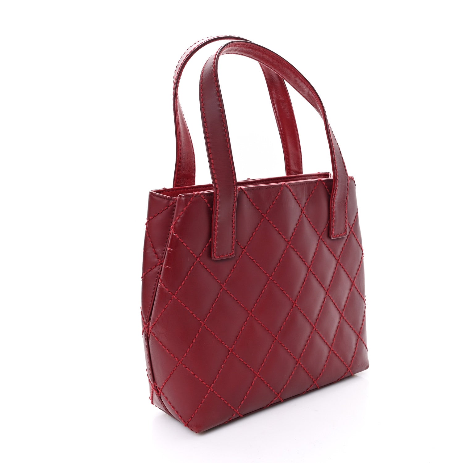 Chanel Calfskin Stitch Small Surpique Tote Red 3 of 12