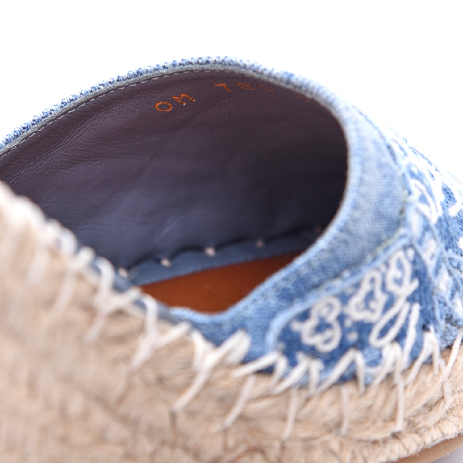 Valentino Garavani Denim Butterfly Embroidered Rockstud Ankle Wrap Espadrille 15/85mm Wedges 36 Light Denim 9 of 18