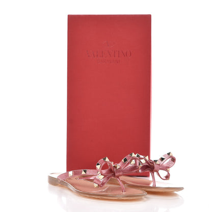 Valentino Garavani PVC Jelly Glitter Rockstud Bow Thong Sandals 37 Pink 8 of 8