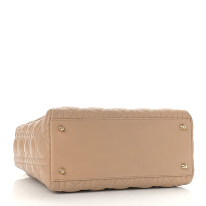 Christian Dior Lambskin Cannage Medium Lady Dior Beige 3 of 13
