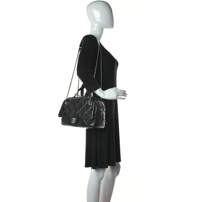 Chanel Aged Calfskin Quilted Small Express Bowling Bag Black 2 of 9