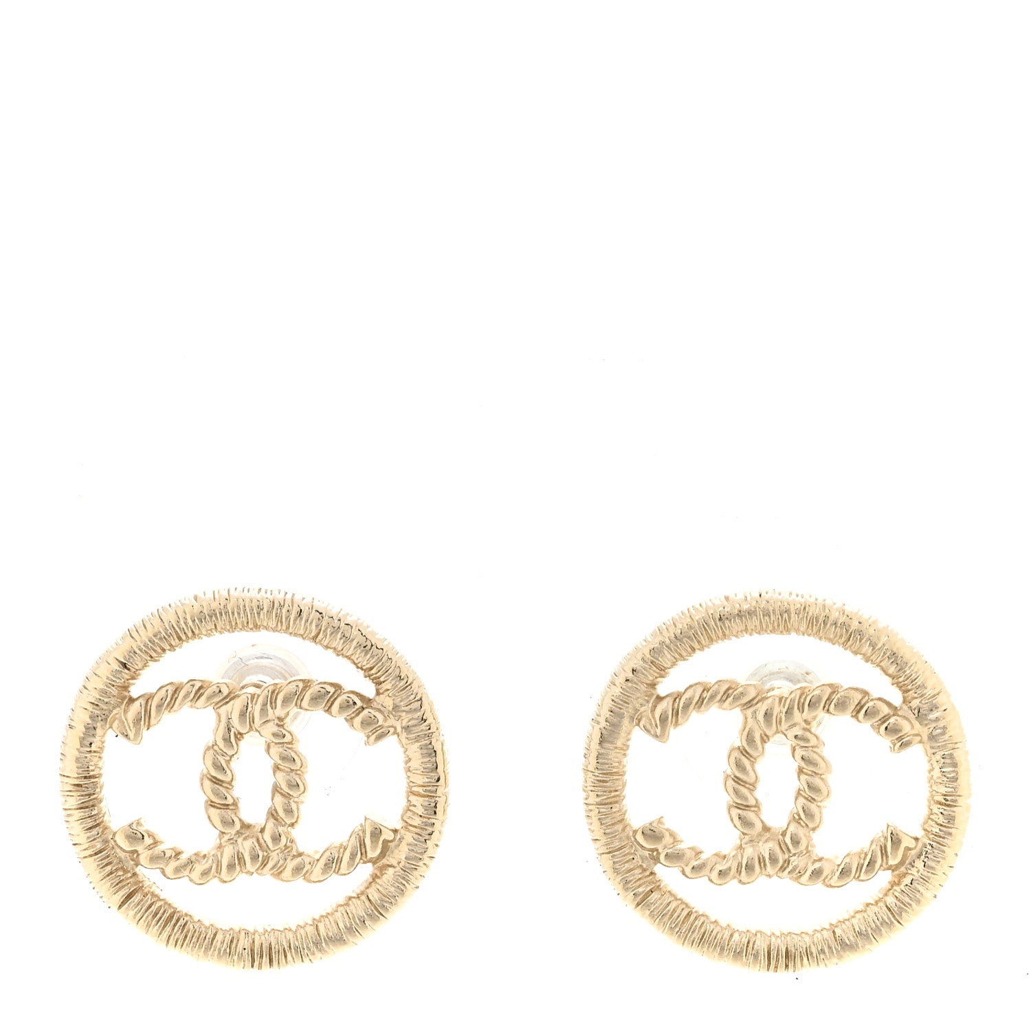 Chanel CC Round Rope Earrings Gold Gold 1 of 5