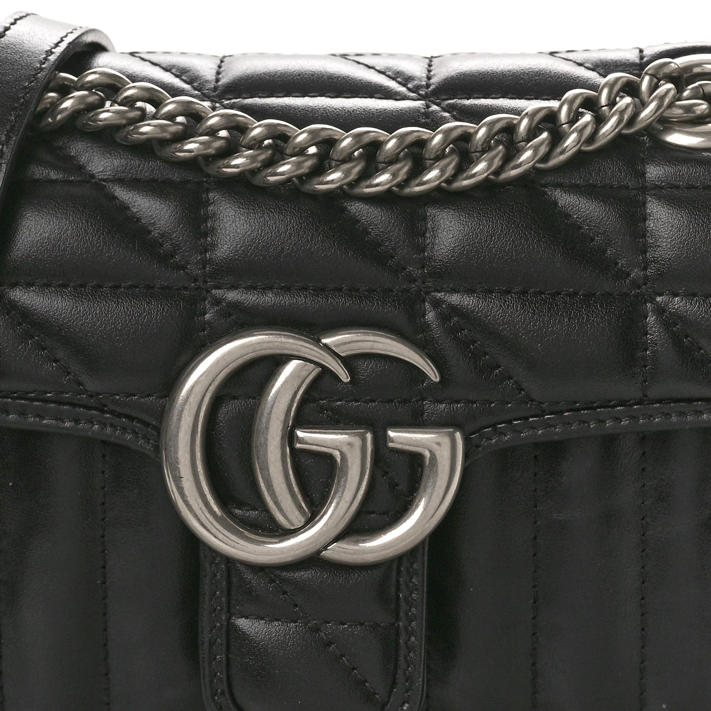 Calfskin Matelasse Aria Mini GG Marmont Shoulder Bag Black