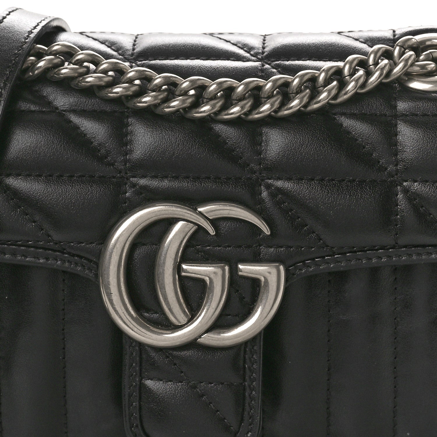 Gucci Calfskin Matelasse Aria Mini GG Marmont Shoulder Bag Black 8 of 10