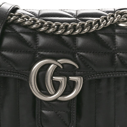 Gucci Calfskin Matelasse Aria Mini GG Marmont Shoulder Bag Black 8 of 10