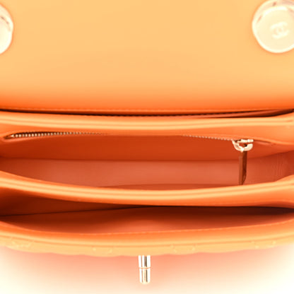 Chanel Lambskin Lacquered Quilted Mini Trendy CC Dual Handle Flap Bag Orange 4 of 11