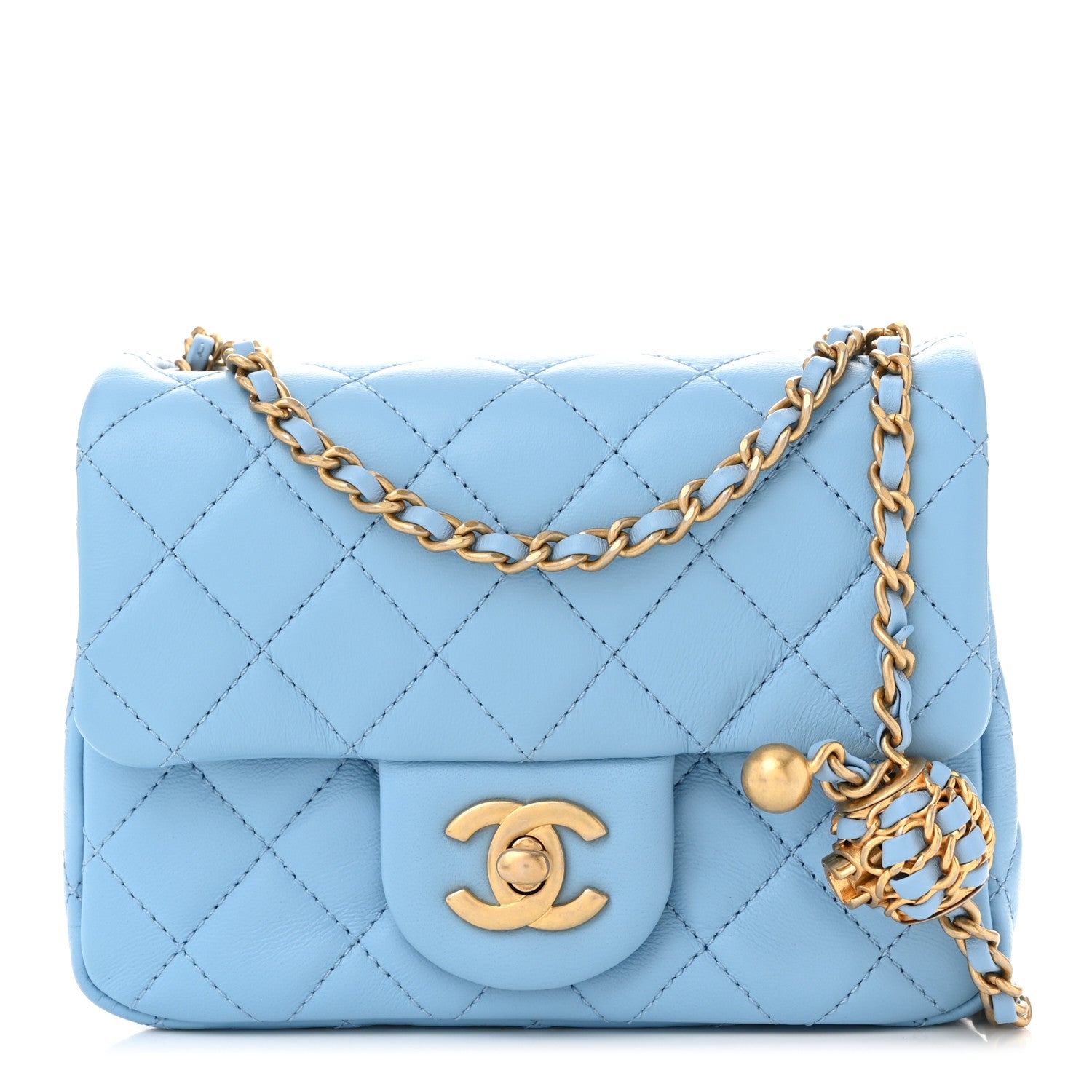 Chanel Lambskin Quilted Mini Pearl Crush Flap Light Blue 1 of 12