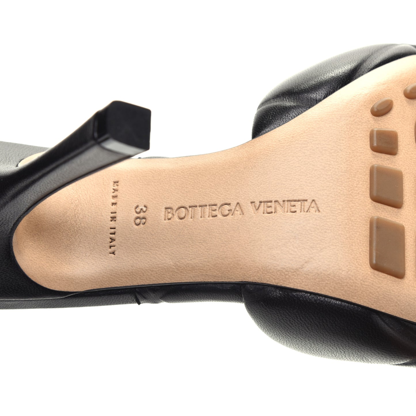 Nappa Quilted Rubber Lido Mule Sandals 38 Black