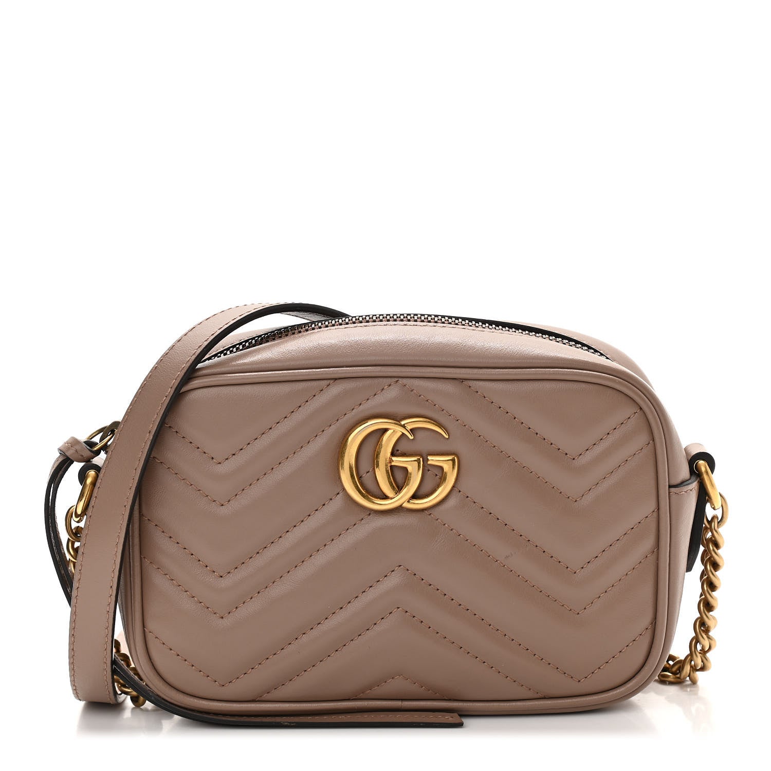 Gucci Calfskin Matelasse Mini GG Marmont Chain Shoulder Bag Porcelain Rose 1 of 12