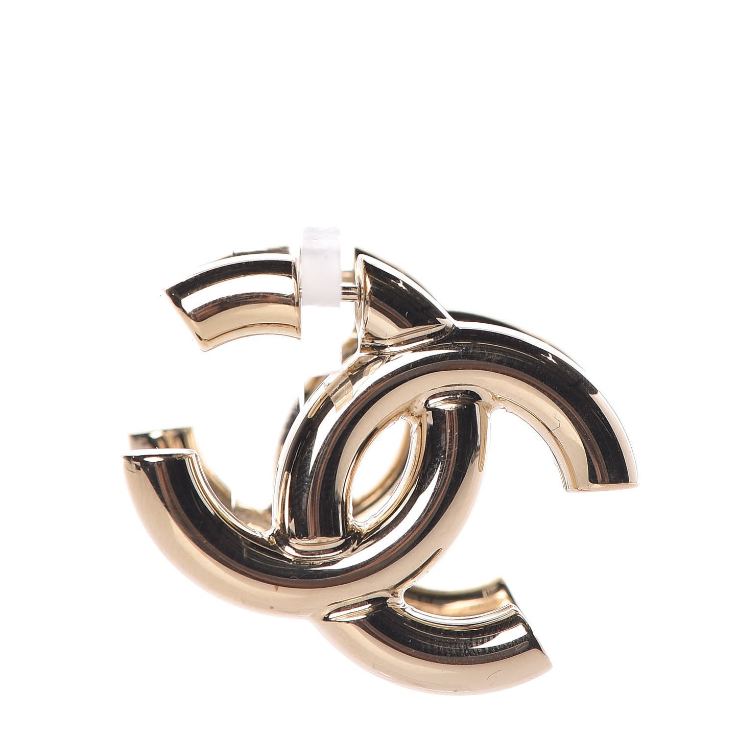 Metal Large CC Earrings Light Gold