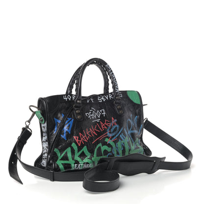 Balenciaga Agneau Graffiti All Over Classic Hardware S City Black Vert Rouge 2 of 4