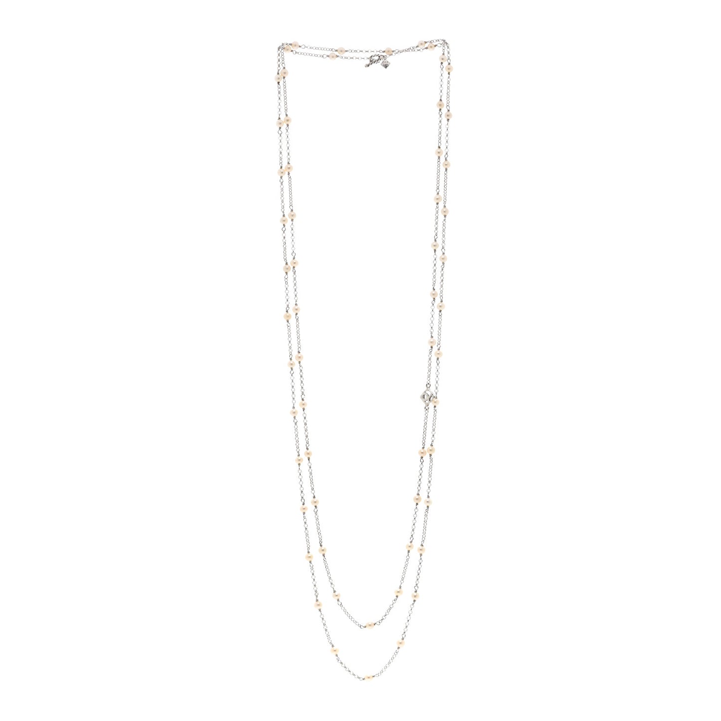 Sterling Silver Freshwater Cultured Pearl Station Long Necklace