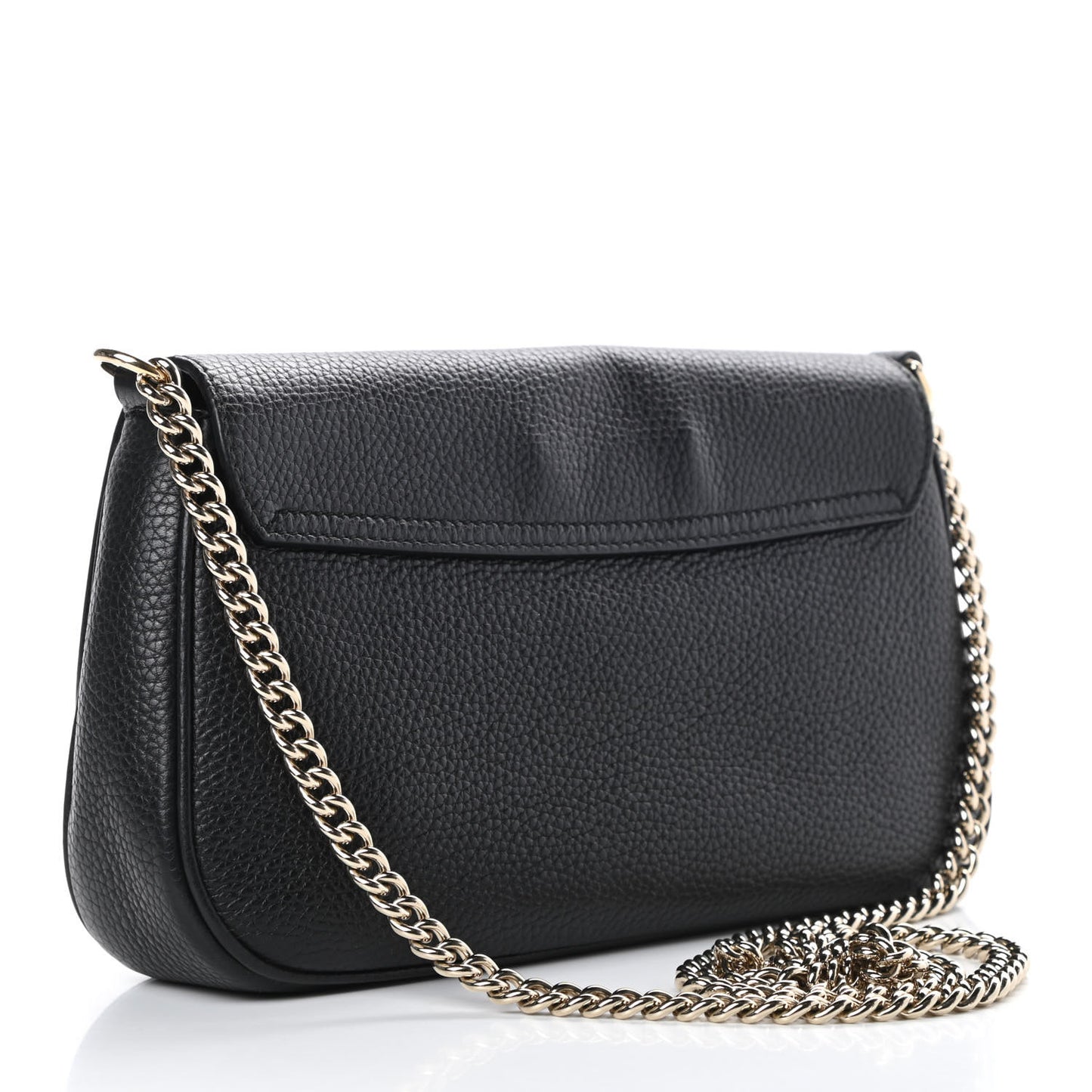 Pebbled Calfskin Medium Soho Flap Crossbody Black