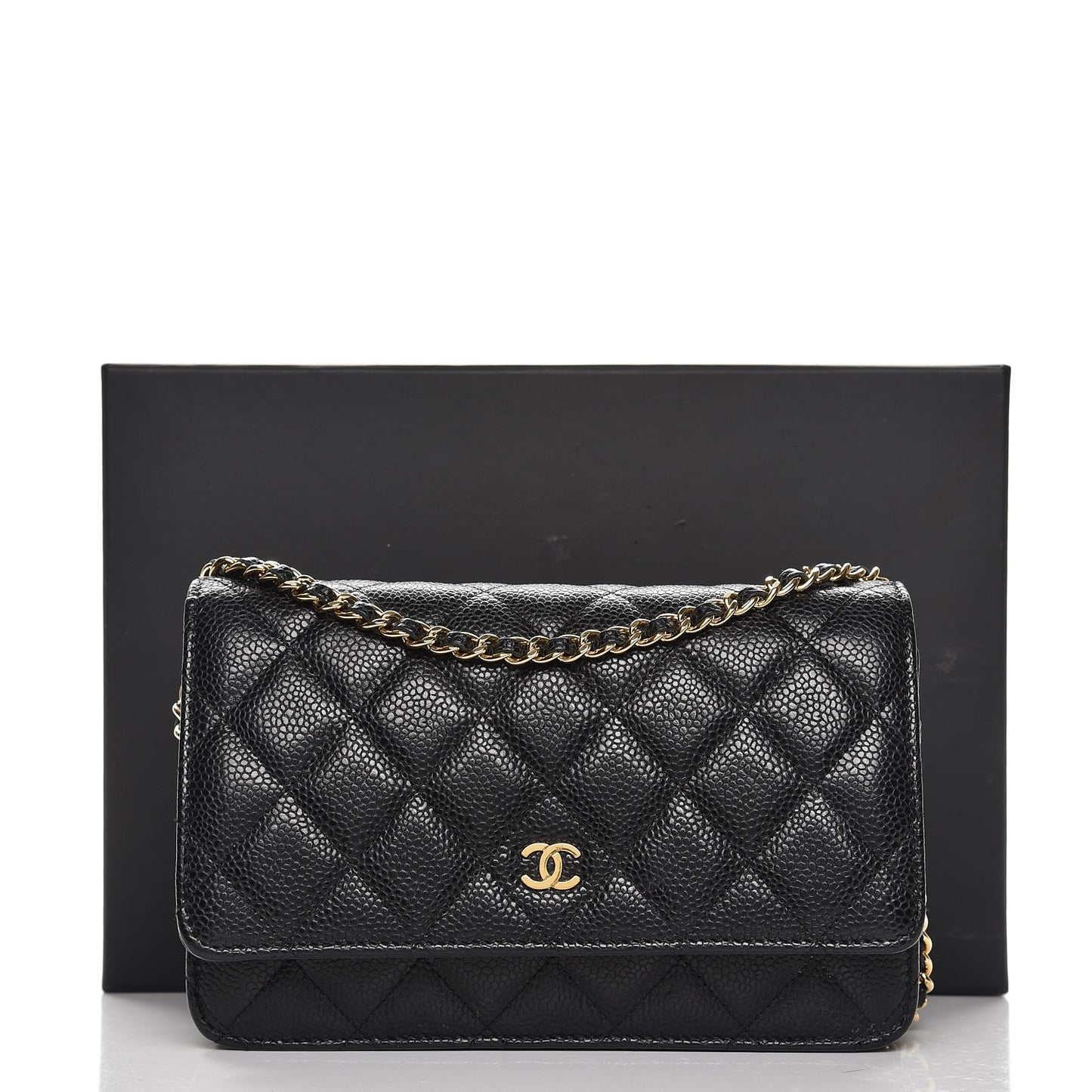 Caviar Quilted Wallet On Chain WOC Black