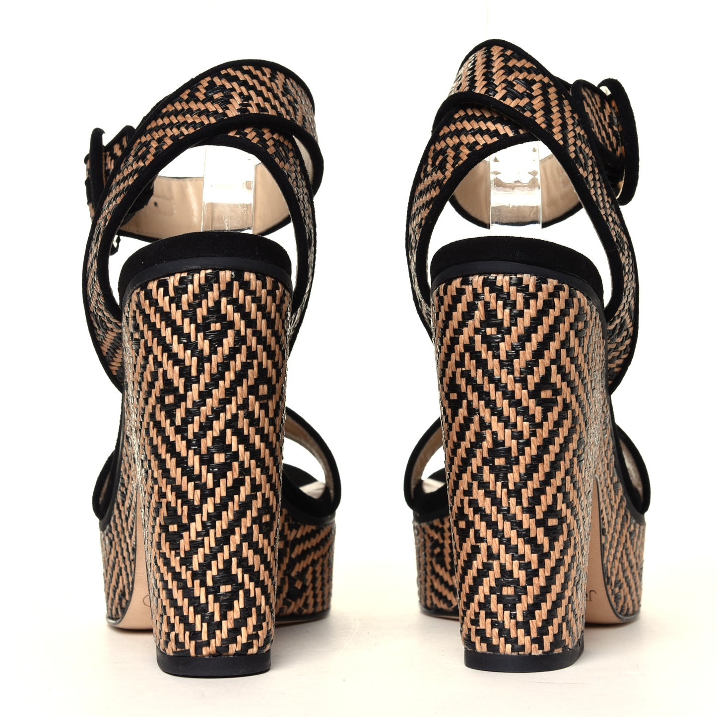Woven Raffia Aimee 125 Platform Sandals 38.5 Black