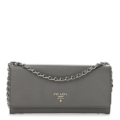 Prada Saffiano Metal Oro Chain Wallet Marmo 1 of 14
