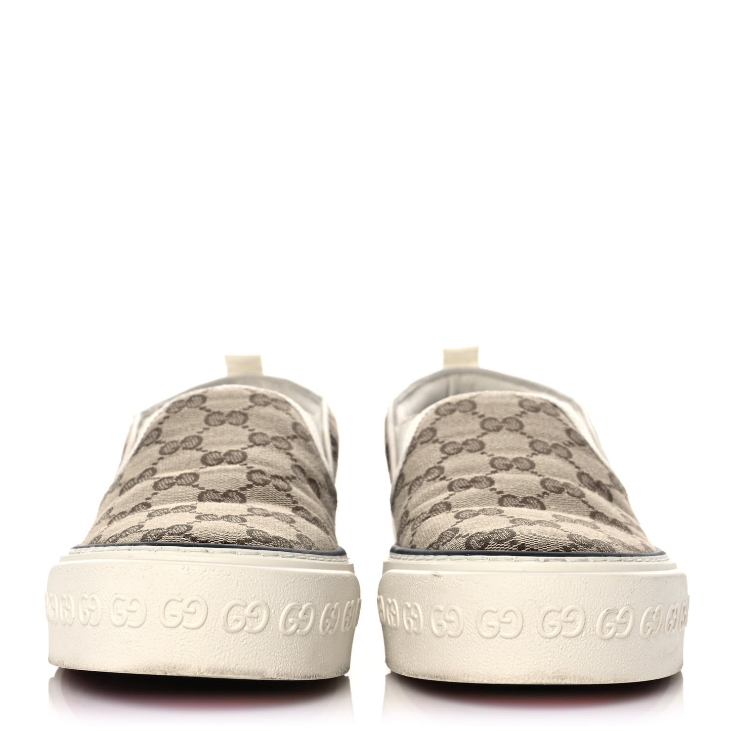 GG Monogram Womens 1977 Tennis Slip On 30mm Sneakers 39 Beige Ebony Mystic White