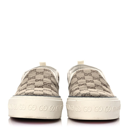 Gucci GG Monogram Womens 1977 Tennis Slip On 30mm Sneakers 39 Beige Ebony Mystic White 2 of 8