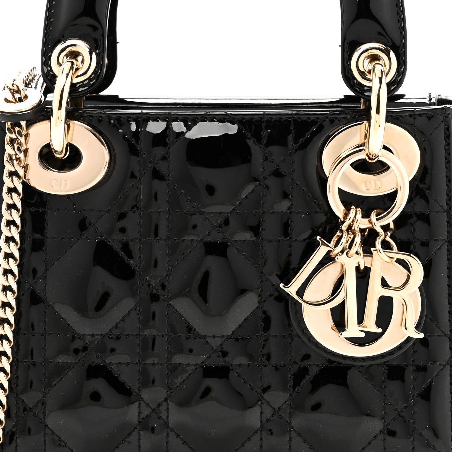 Patent Cannage Mini Lady Dior Black