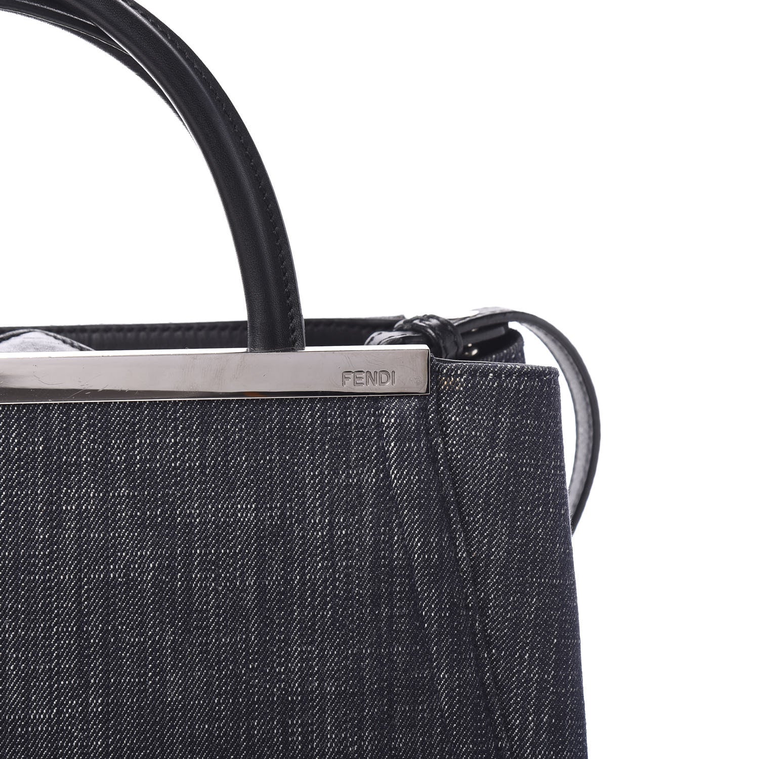Fendi Denim Petite 2Jours Tote Blue Black 9 of 9