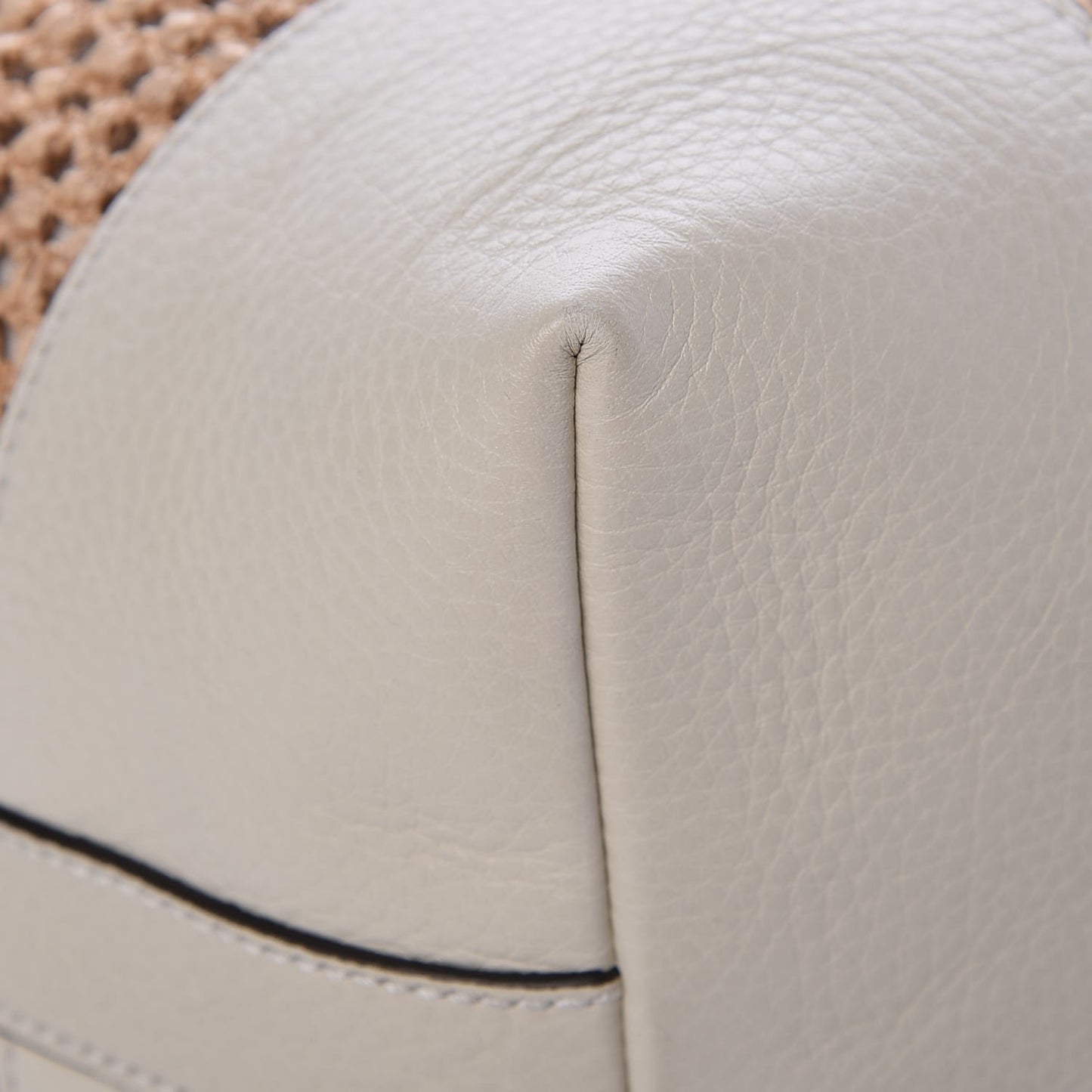 Straw Calfskin Large Bamboo Shopper Tote Natural