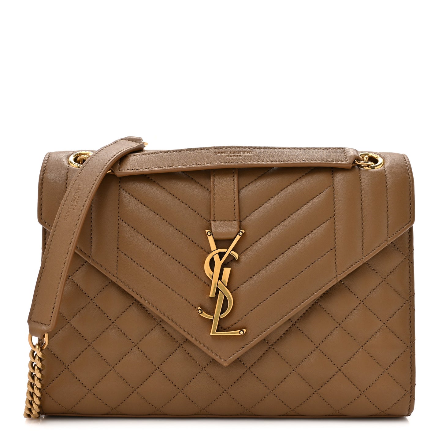 Lambskin Mixed Matelasse Triquilt Medium Monogram Satchel Dark Cork