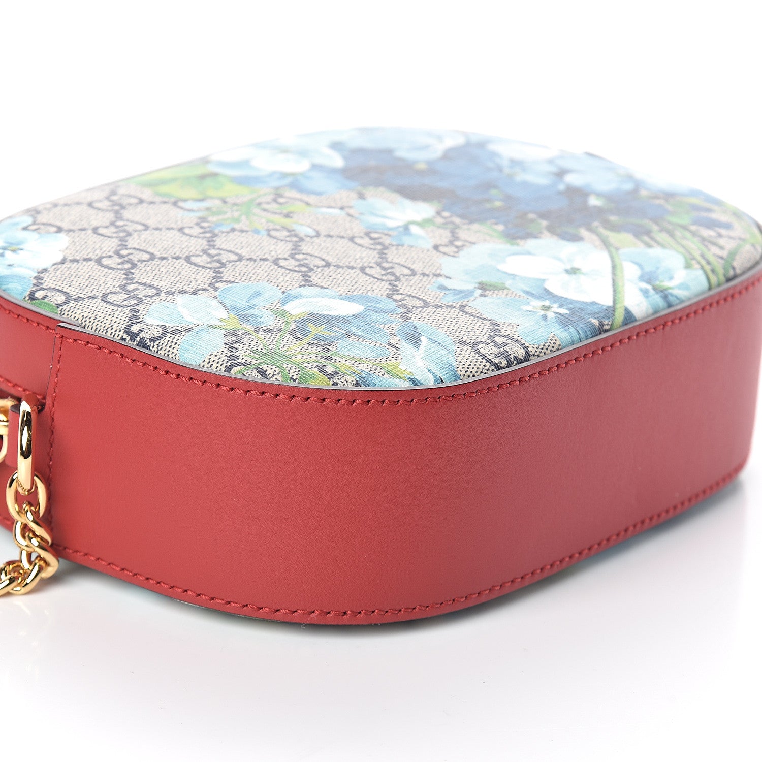 Gucci GG Supreme Monogram Blooms Mini Chain Shoulder Bag Beige Blue Navy Hibiscus Red 6 of 7