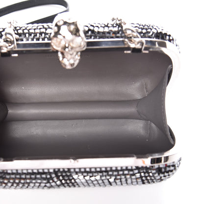Alexander McQueen Crystal Nappa Classic Art Deco Skull Clutch Black Silver 5 of 10