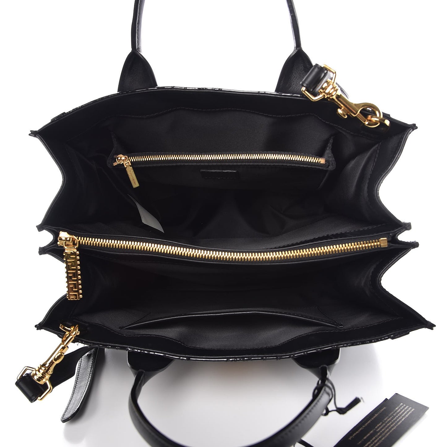 Patent Calfskin Barocco Quilted Day Bag Black