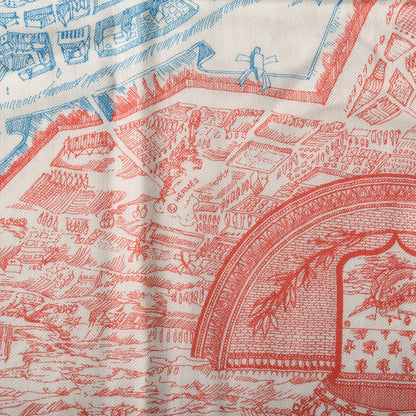 Hermes Cashmere Silk La Cite Cavaliere Shawl 140 Mauve Petrole Coral 5 of 5