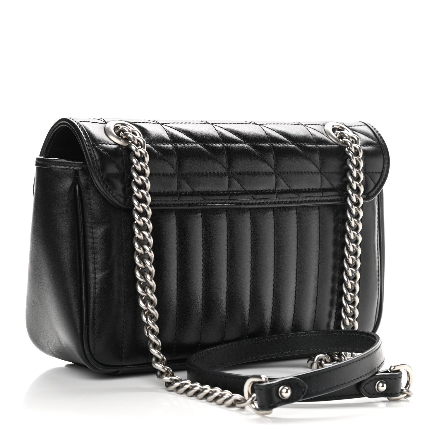 Gucci Calfskin Matelasse Aria Small GG Marmont Shoulder Bag Black 3 of 13