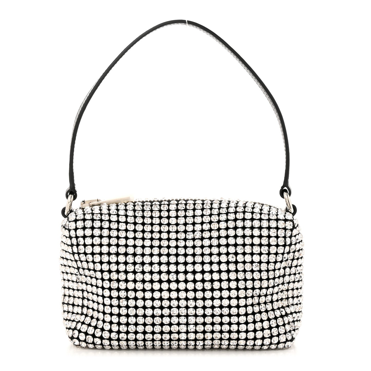 Mesh Crystal Rhinestone Mini Heiress Pouch Black Silver