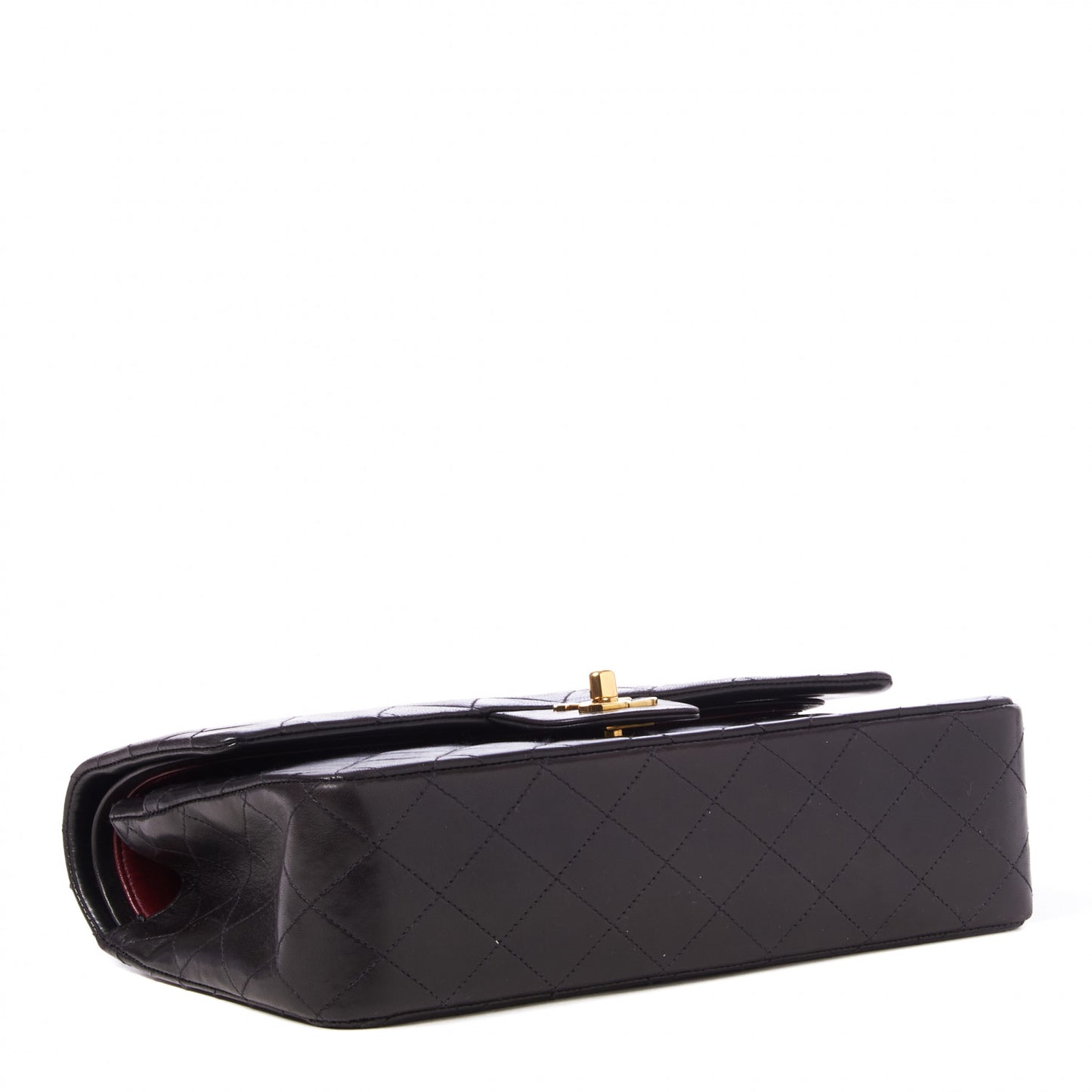 Lambskin Quilted Medium Double Flap Black