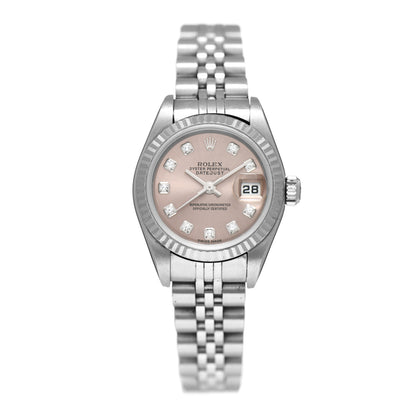 Rolex Stainless Steel 18K White Gold Diamond 26mm Oyster Perpetual Datejust Watch Pink 79174 1 of 5