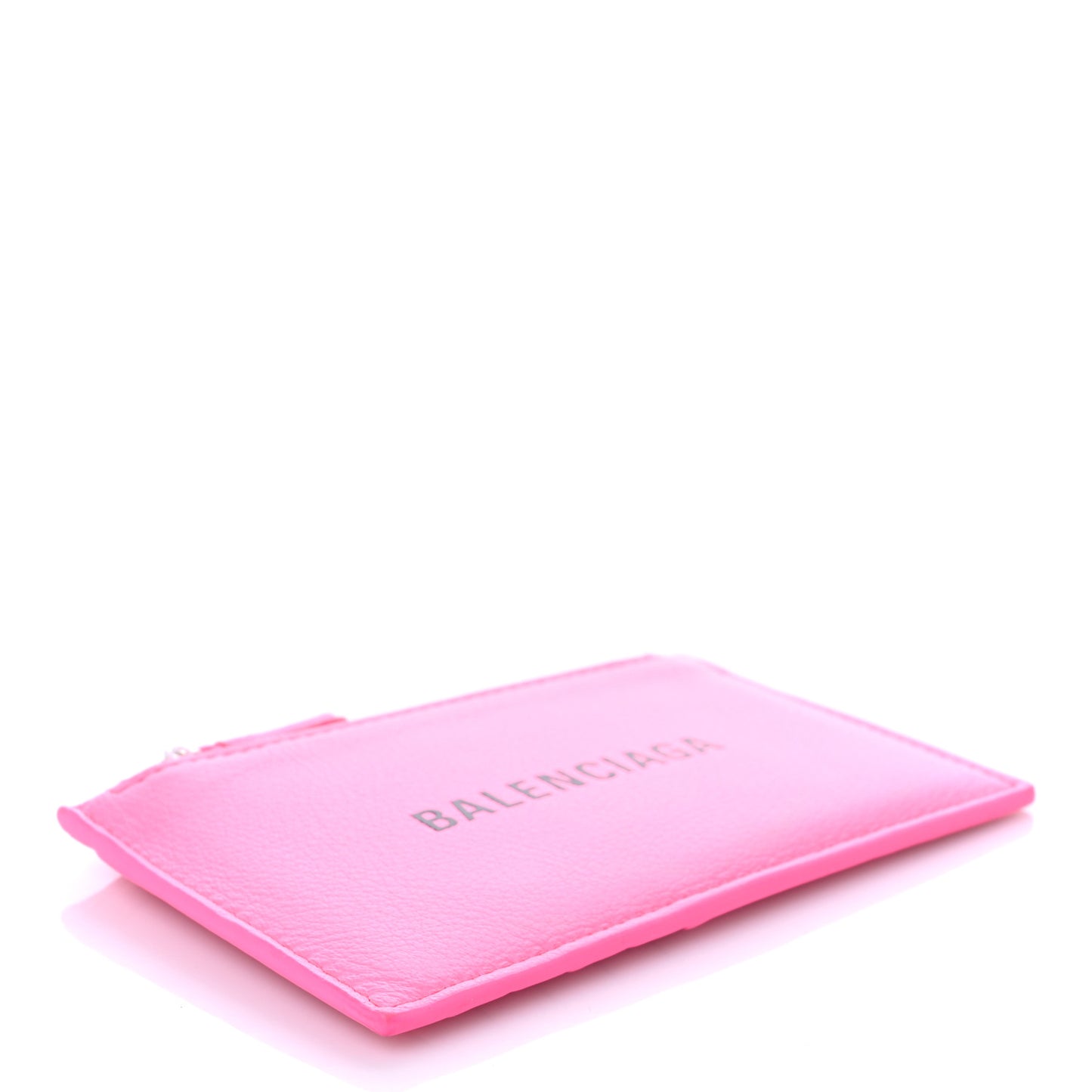 Calfskin Logo Everyday Long Coin Case Card Holder Acid Pink Black