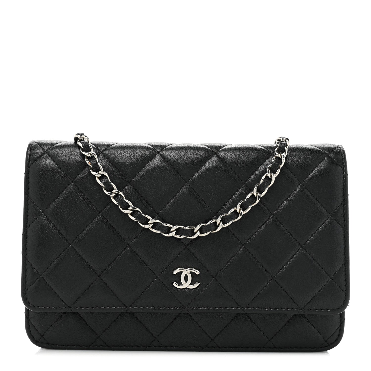 Chanel Lambskin Quilted Wallet On Chain WOC Black 1 of 16