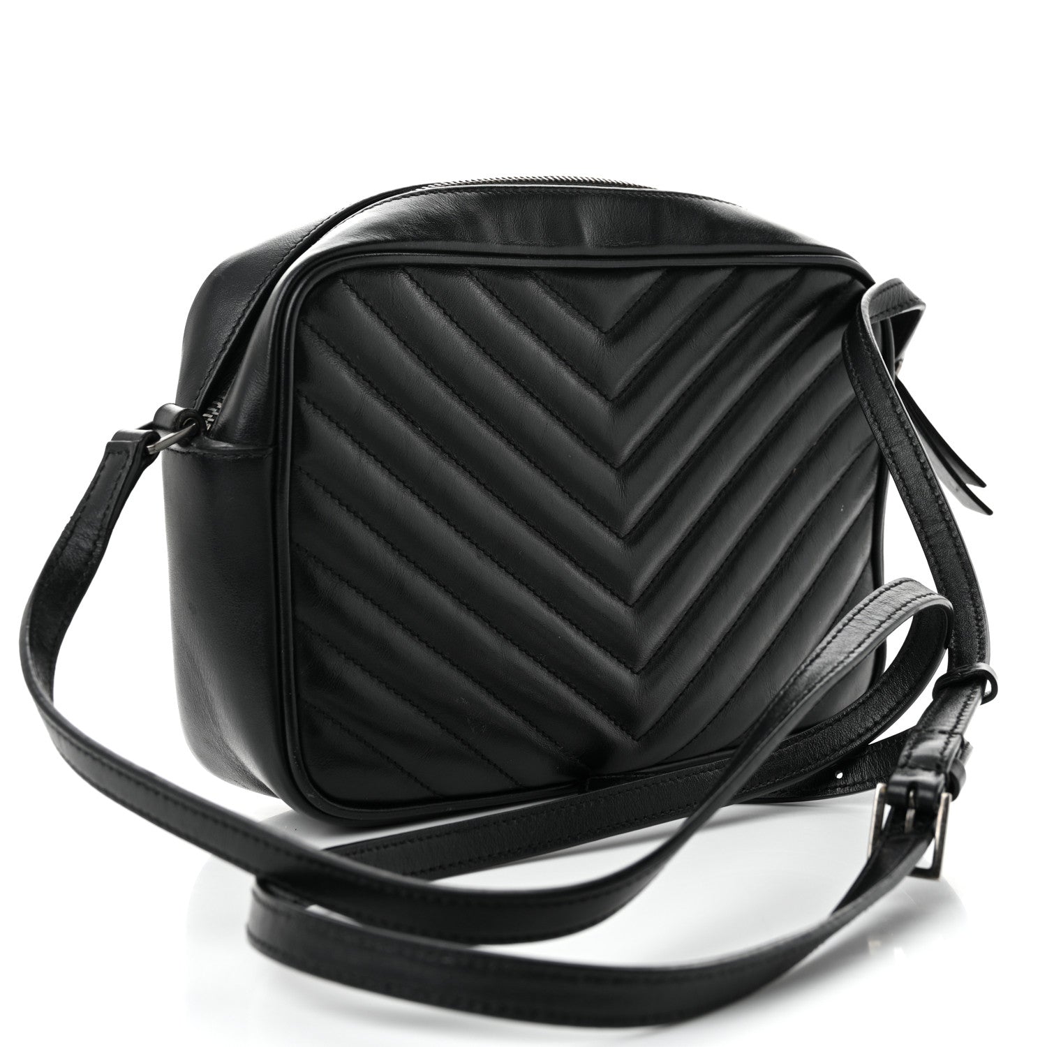 Saint Laurent Calfskin Matelasse Monogram Lou Camera Bag Black 3 of 12