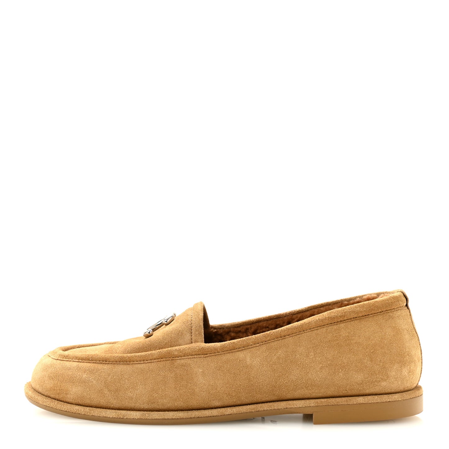 Suede Calfskin CC Loafers 37.5 Dark Beige