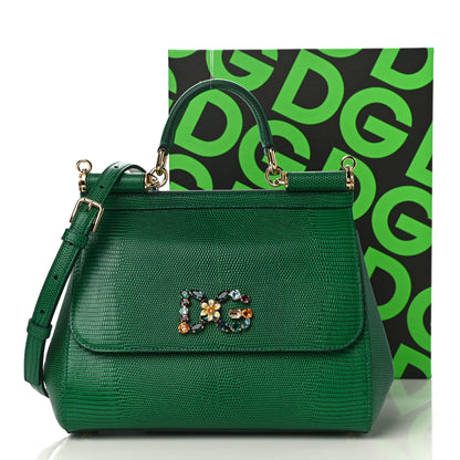 Dolce & Gabbana Stampa Iguana Crystal Medium Miss Sicily Satchel Green 10 of 10