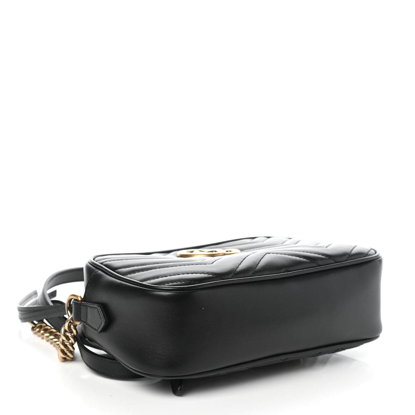 Calfskin Matelasse Small GG Marmont Chain Shoulder Bag Black