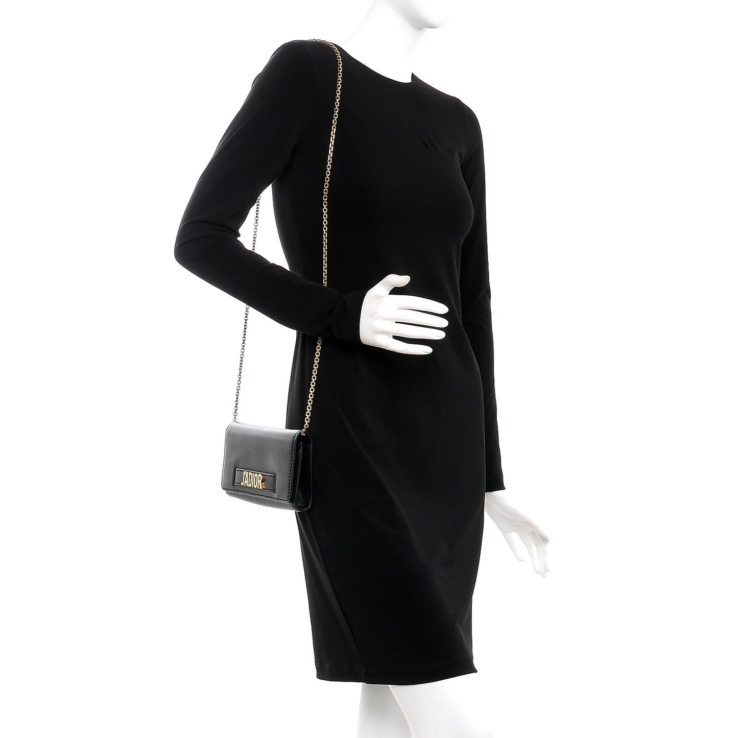 Calfskin J'adior Croisiere Chain Wallet Black