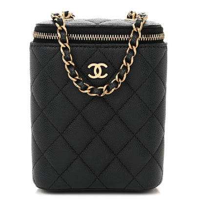 Chanel Caviar Quilted Small Vertical Coco Beauty Vanity Case With Chain Black 1 of 12