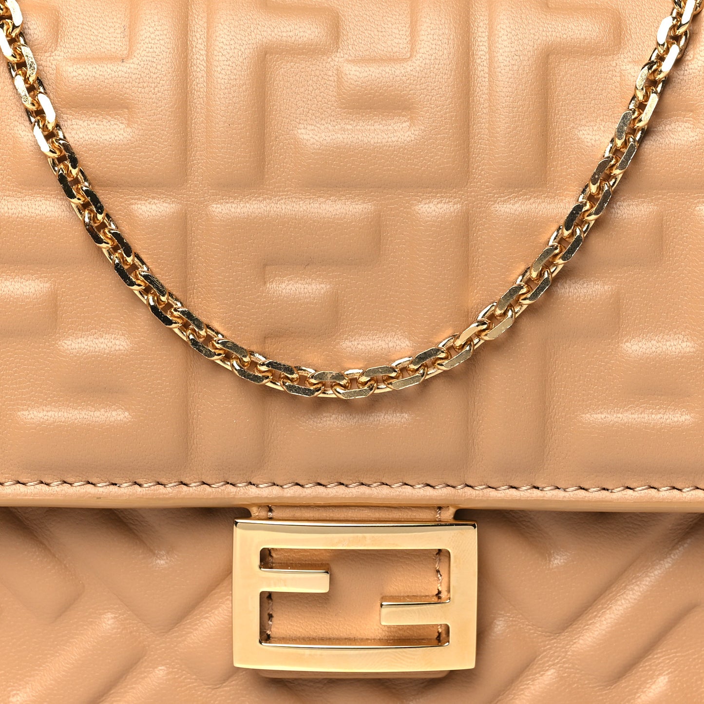 Nappa Matisse FF Embossed Wallet On Chain Miele Scuro