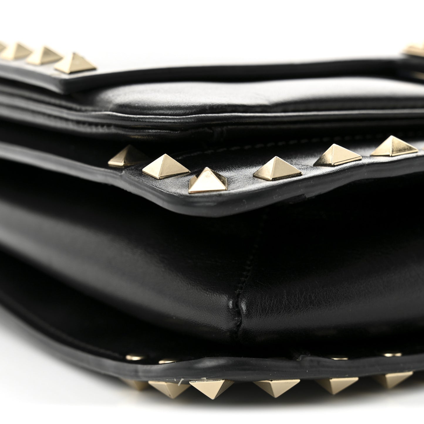 Vitello Rockstud Top Handle Shoulder Bag Black