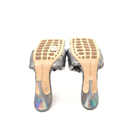 Bottega Veneta Laser Nappa Maxi Intrecciato Lido 90mm Mule Sandals 37 Oyster 6 of 9