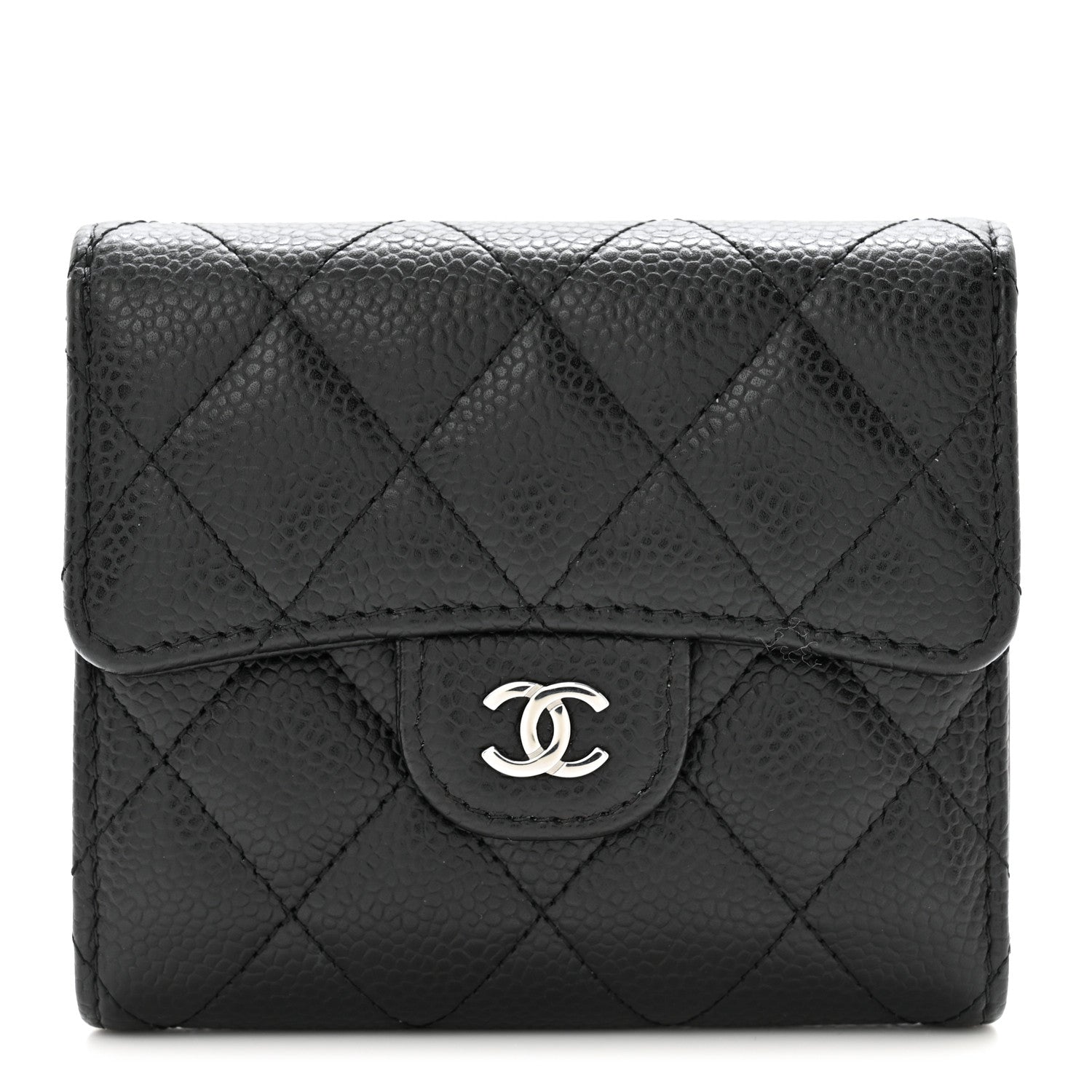Chanel Caviar Quilted Compact Flap Wallet Black 1 of 9