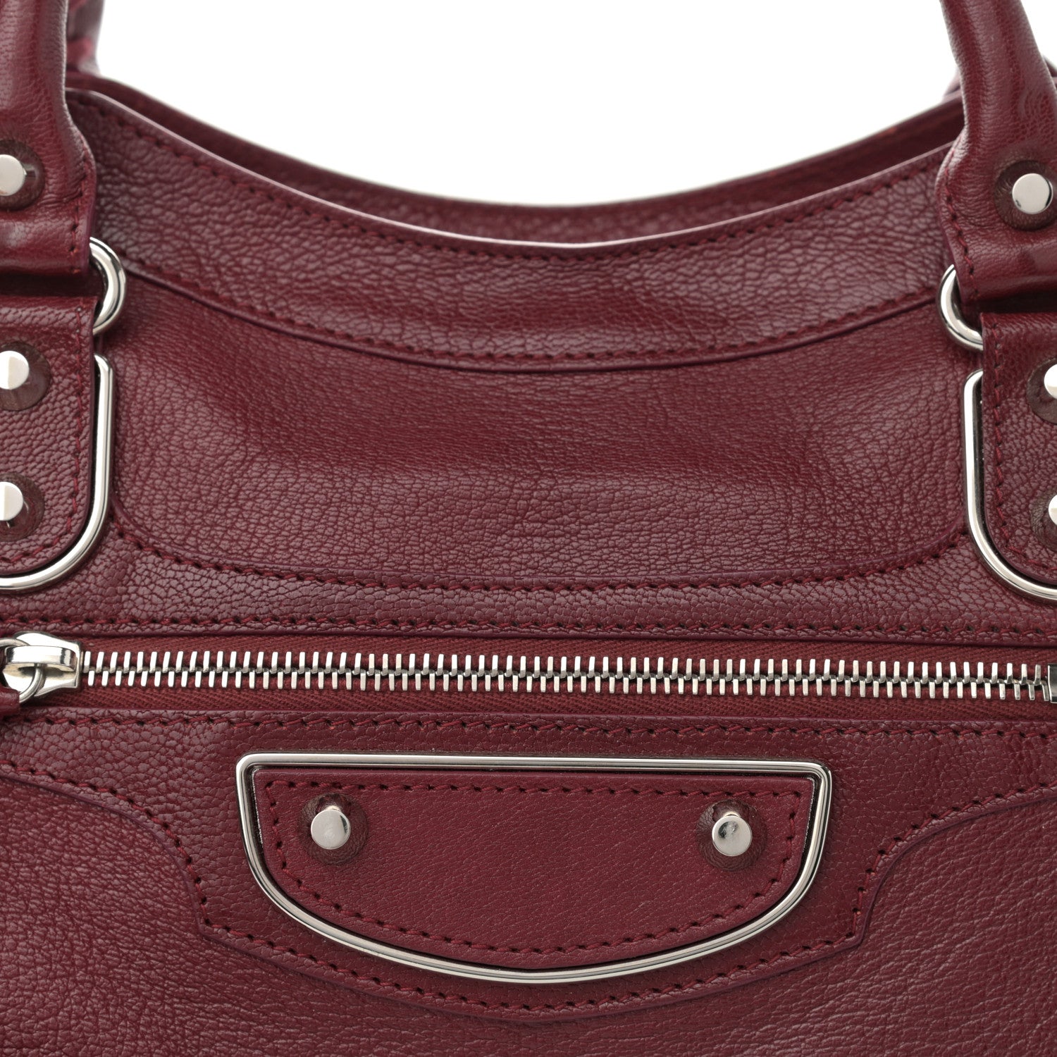 Balenciaga Chevre Silver Metallic Edge Hardware City Rouge Lie De Vin 8 of 12