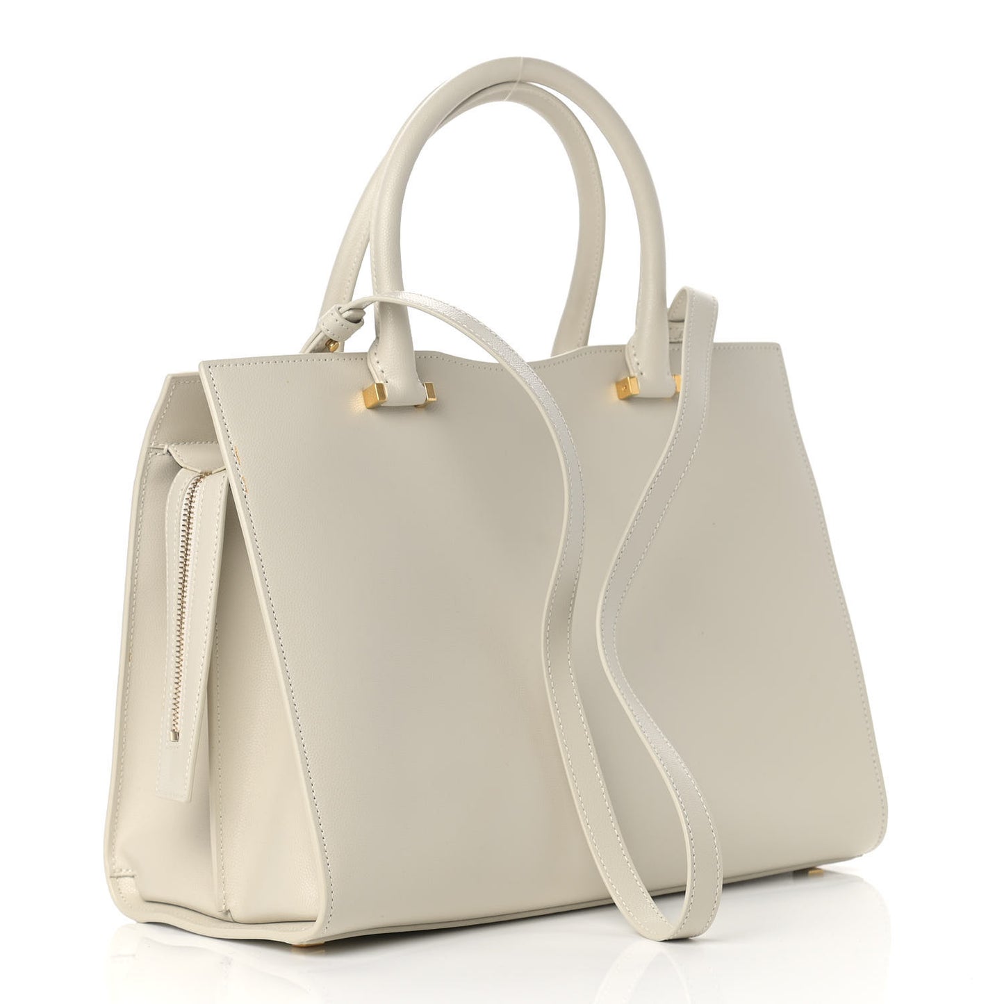 Shiny Calfskin Medium Uptown Tote White